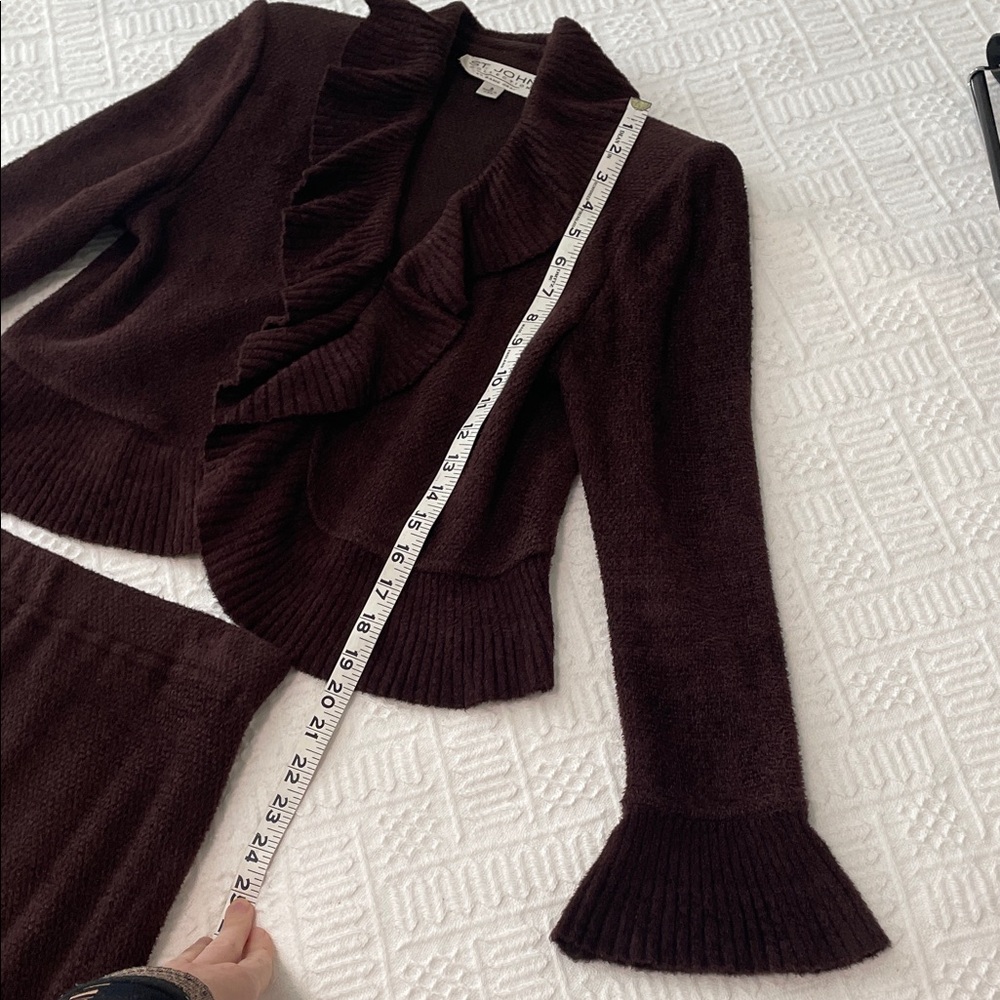 St. John 2 pc ruffle maxi sweater long sleeve bell sleeve Brown Women's Skirt - Picture 10 of 17